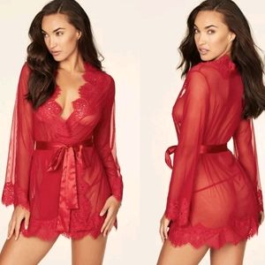 Avalove Sexy Lace Robe Kimono Mesh Nightgown Baby